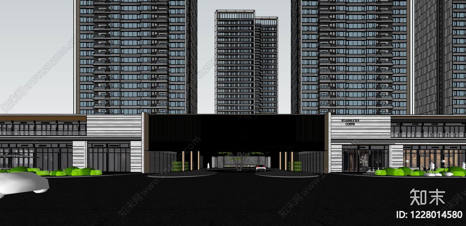 现代小区建筑SU模型下载【ID:1228014580】