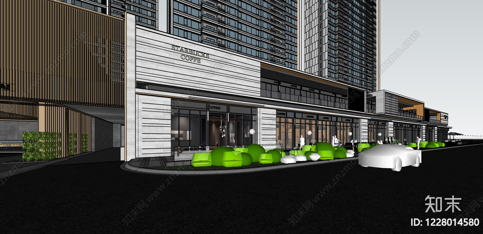 现代小区建筑SU模型下载【ID:1228014580】