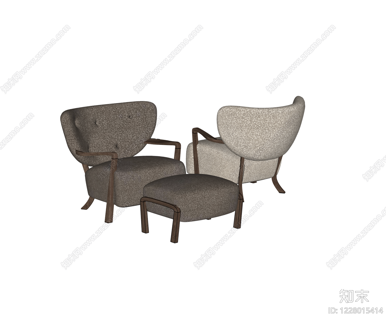 中古风单人沙发SU模型下载【ID:1228015414】