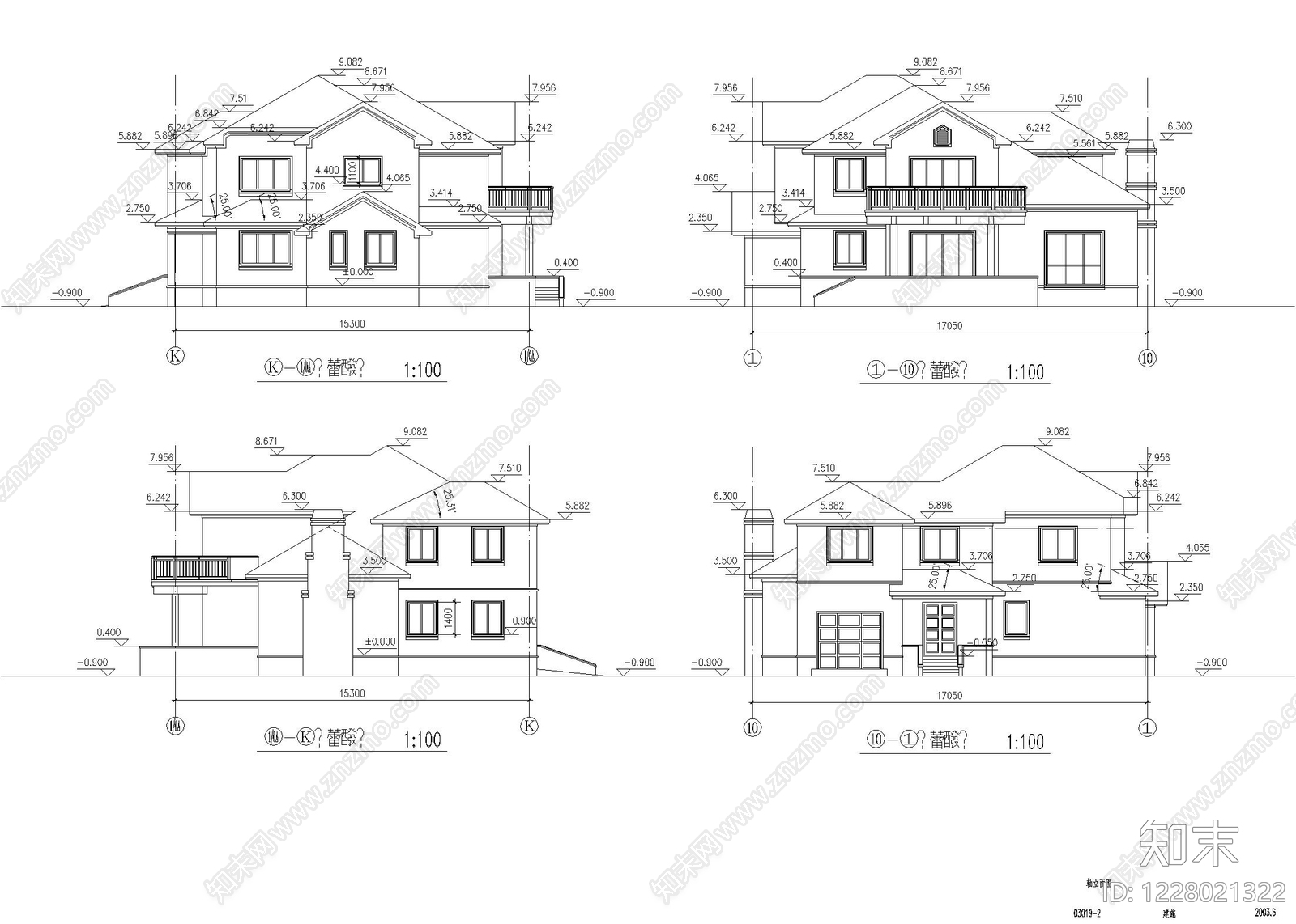 别墅建筑cad施工图下载【ID:1228021322】