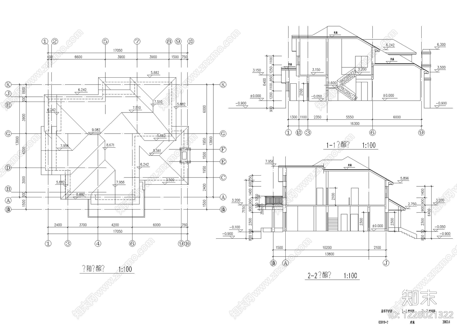 别墅建筑cad施工图下载【ID:1228021322】