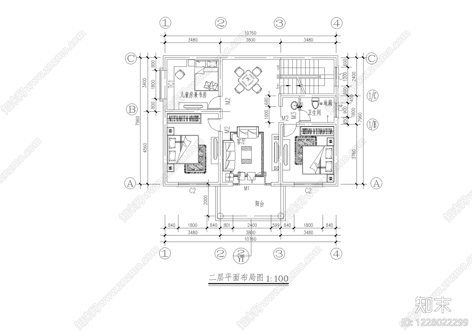 别墅建筑cad施工图下载【ID:1228022299】