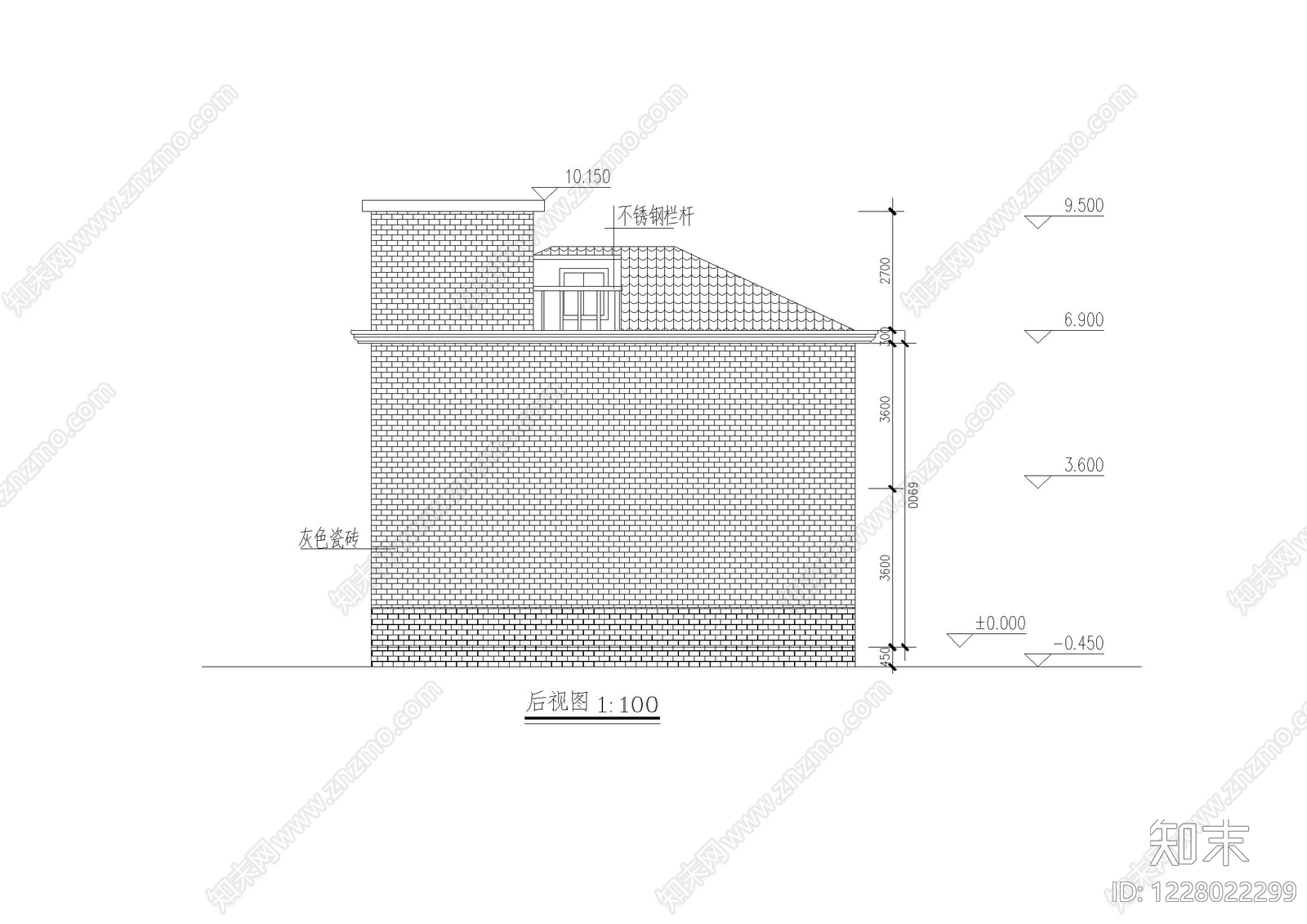 别墅建筑cad施工图下载【ID:1228022299】