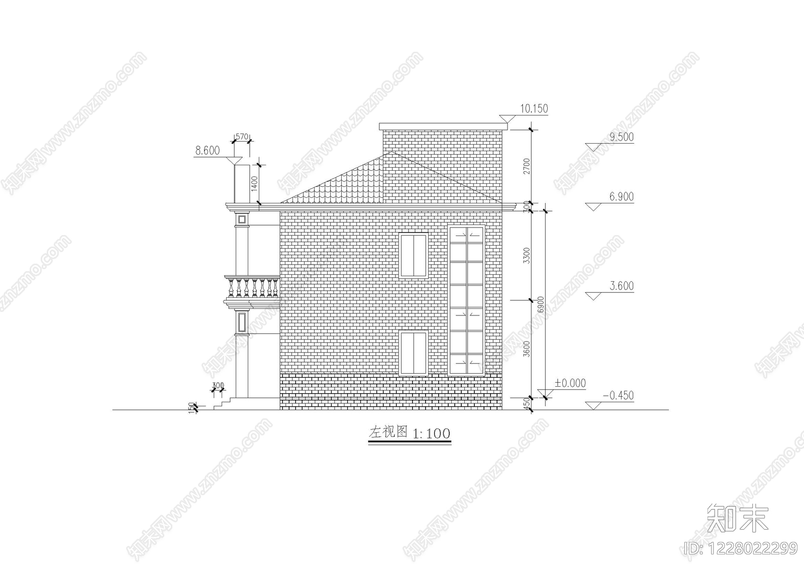 别墅建筑cad施工图下载【ID:1228022299】