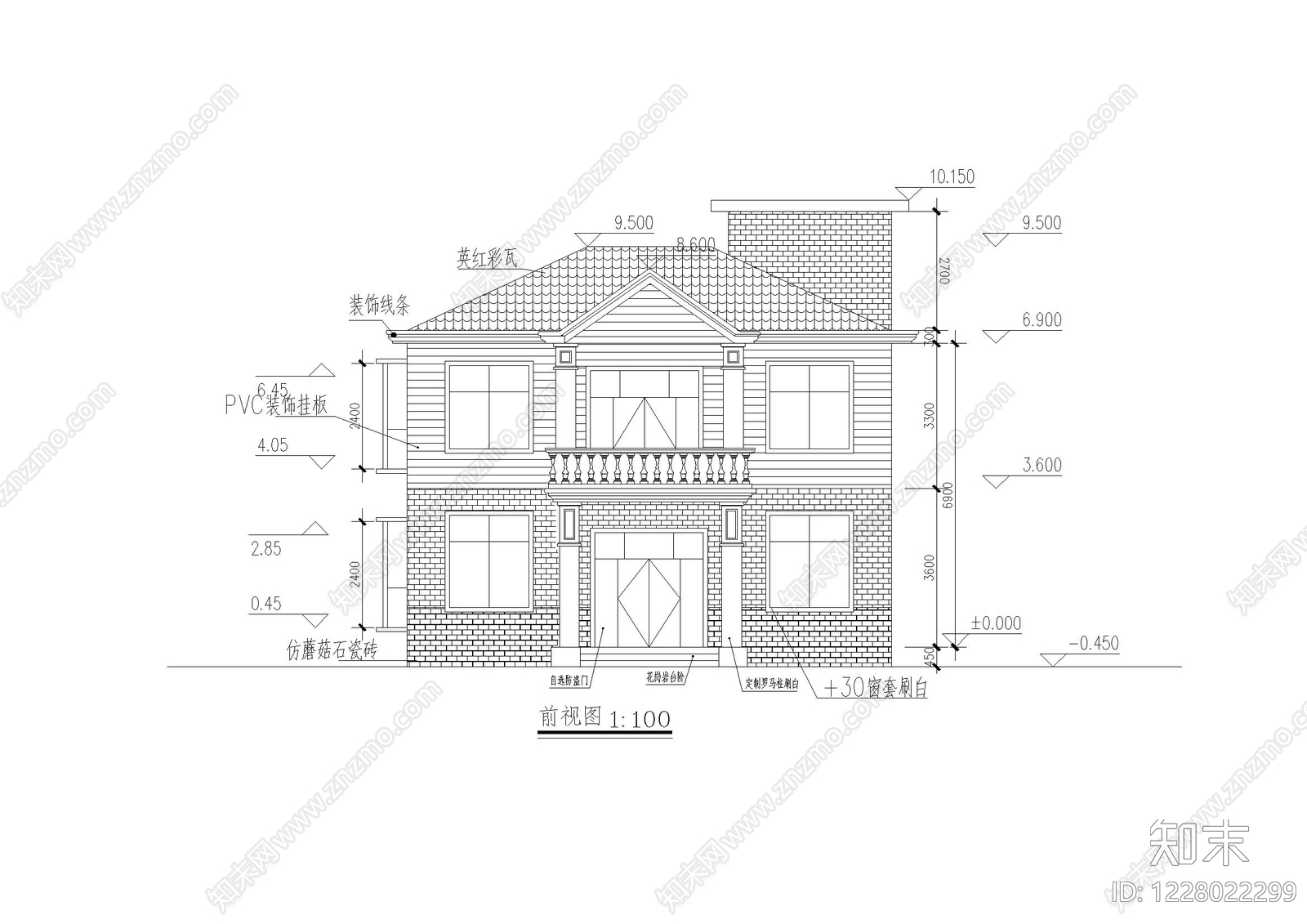 别墅建筑cad施工图下载【ID:1228022299】