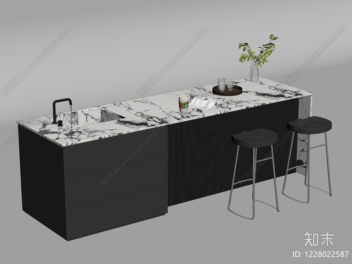 意式极简吧台SU模型下载【ID:1228022587】