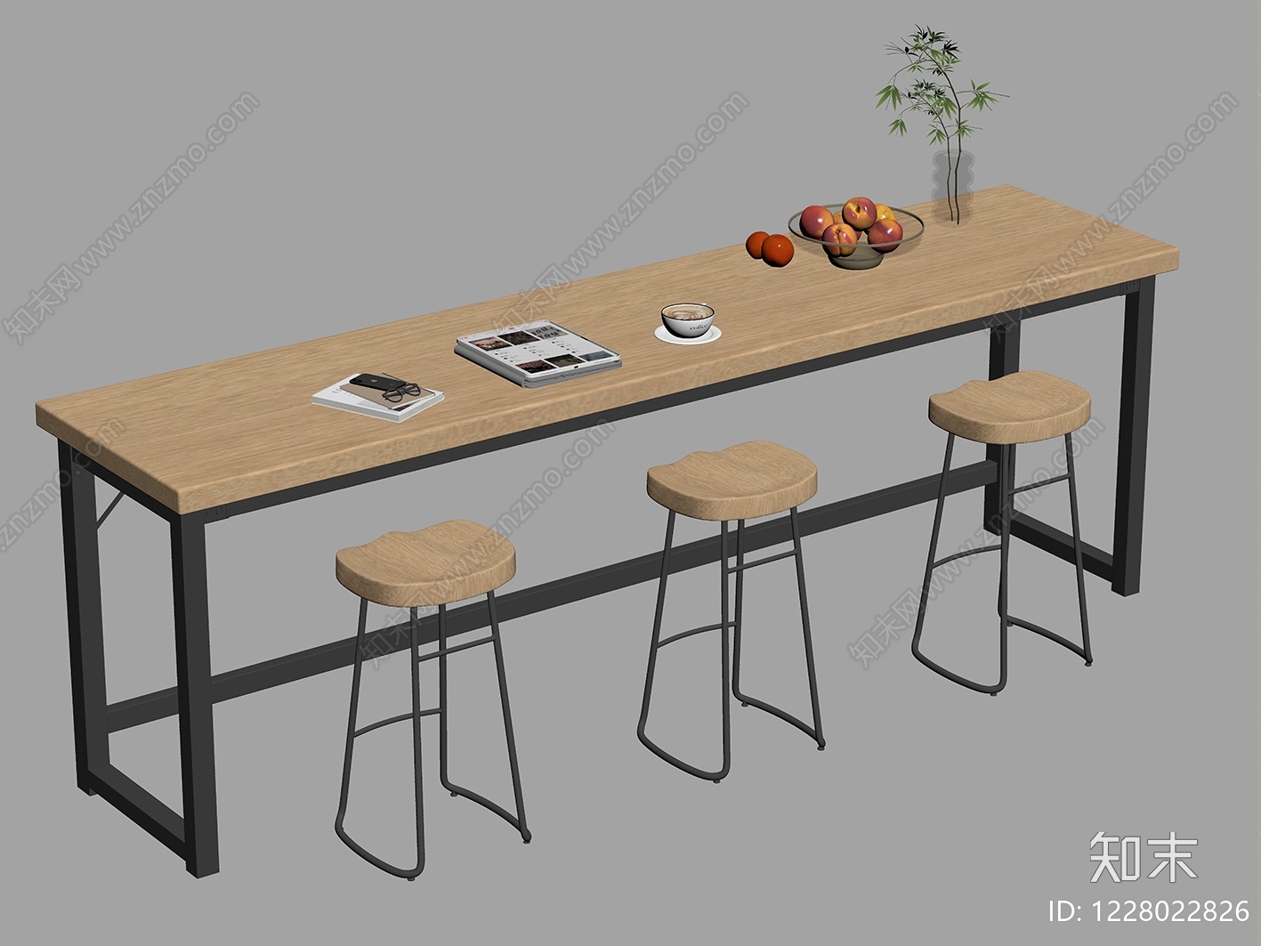 工业风休闲桌椅SU模型下载【ID:1228022826】