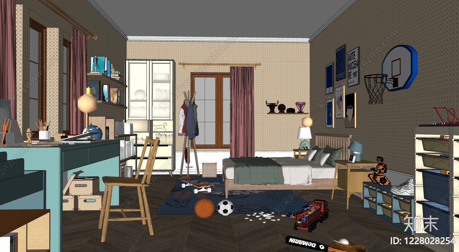 北欧男孩房SU模型下载【ID:1228028254】
