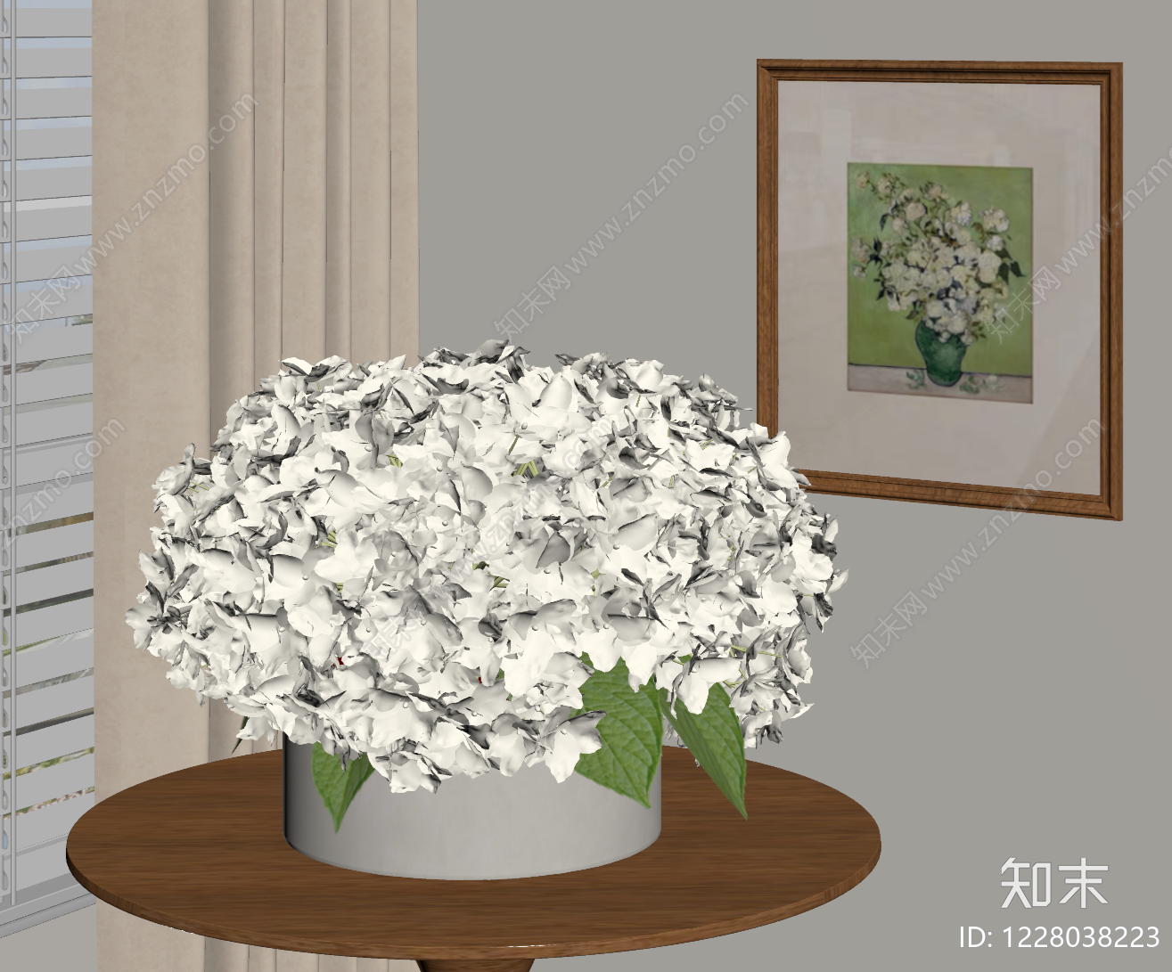 奶油风花艺SU模型下载【ID:1228038223】