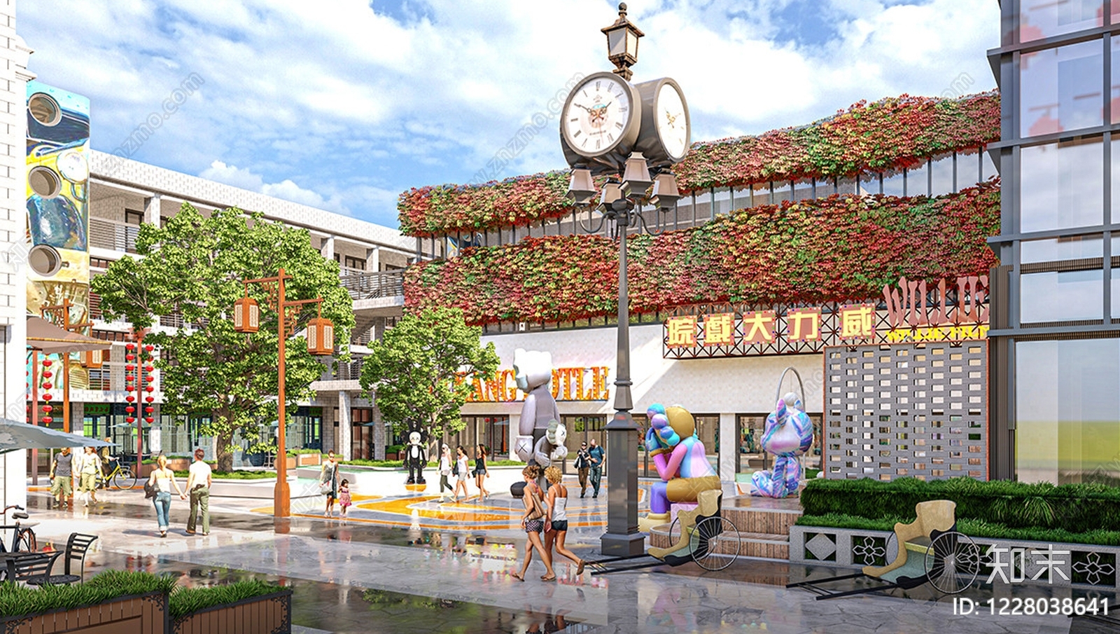 现代商业街SU模型草图