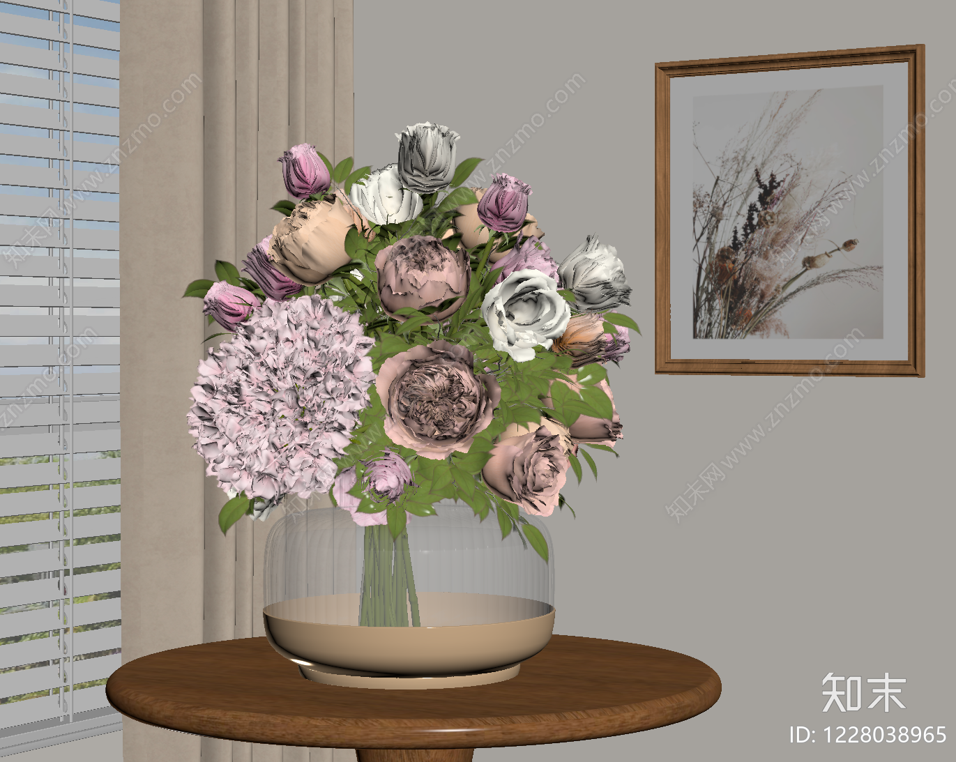 奶油风花艺SU模型下载【ID:1228038965】
