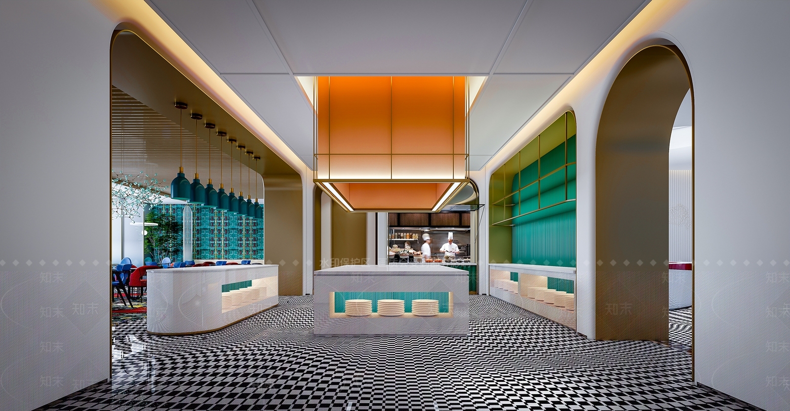 现代酒店餐厅3D模型下载【ID:1228039066】