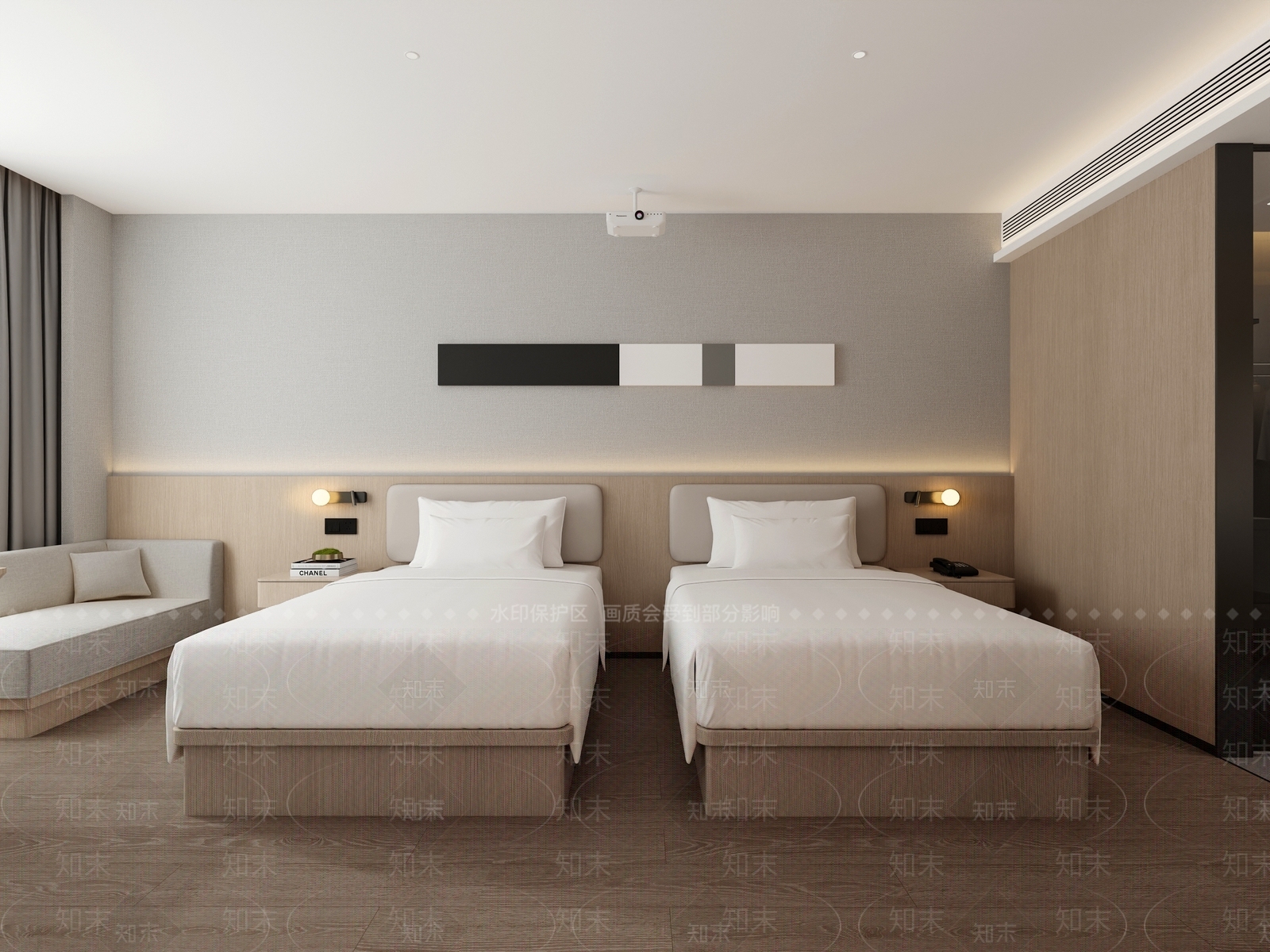 现代简约酒店客房3D模型下载【ID:1228039188】