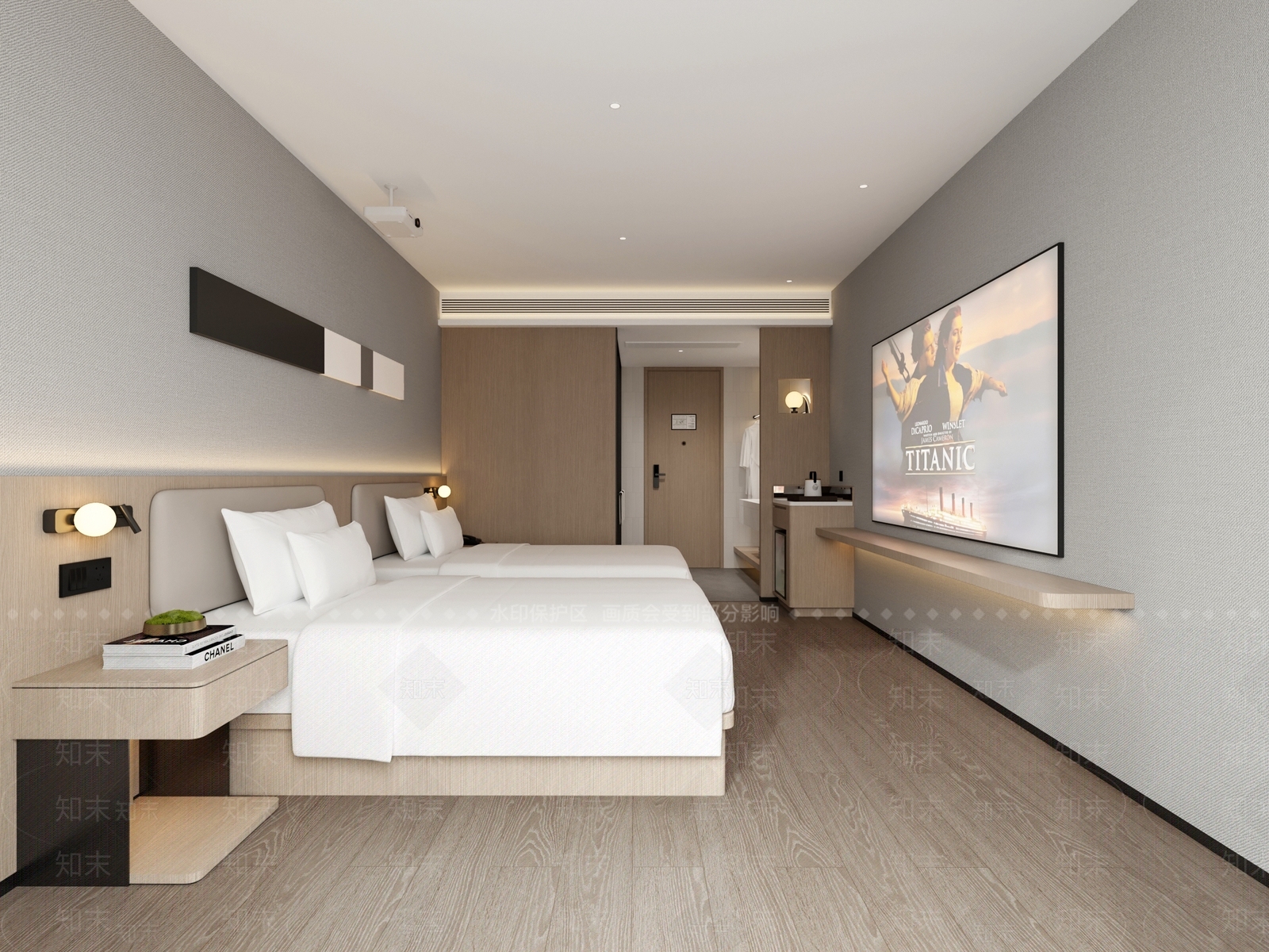 现代简约酒店客房3D模型下载【ID:1228039188】