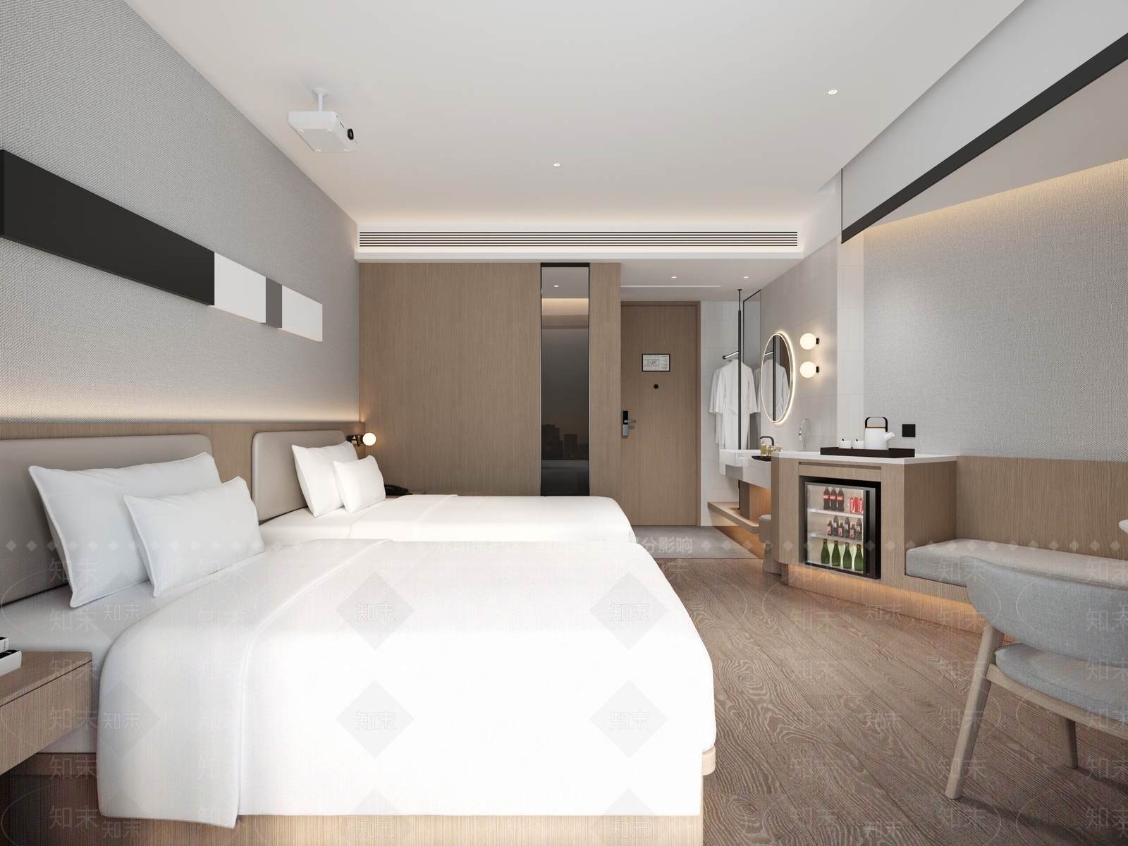 现代简约酒店客房3D模型下载【ID:1228040376】