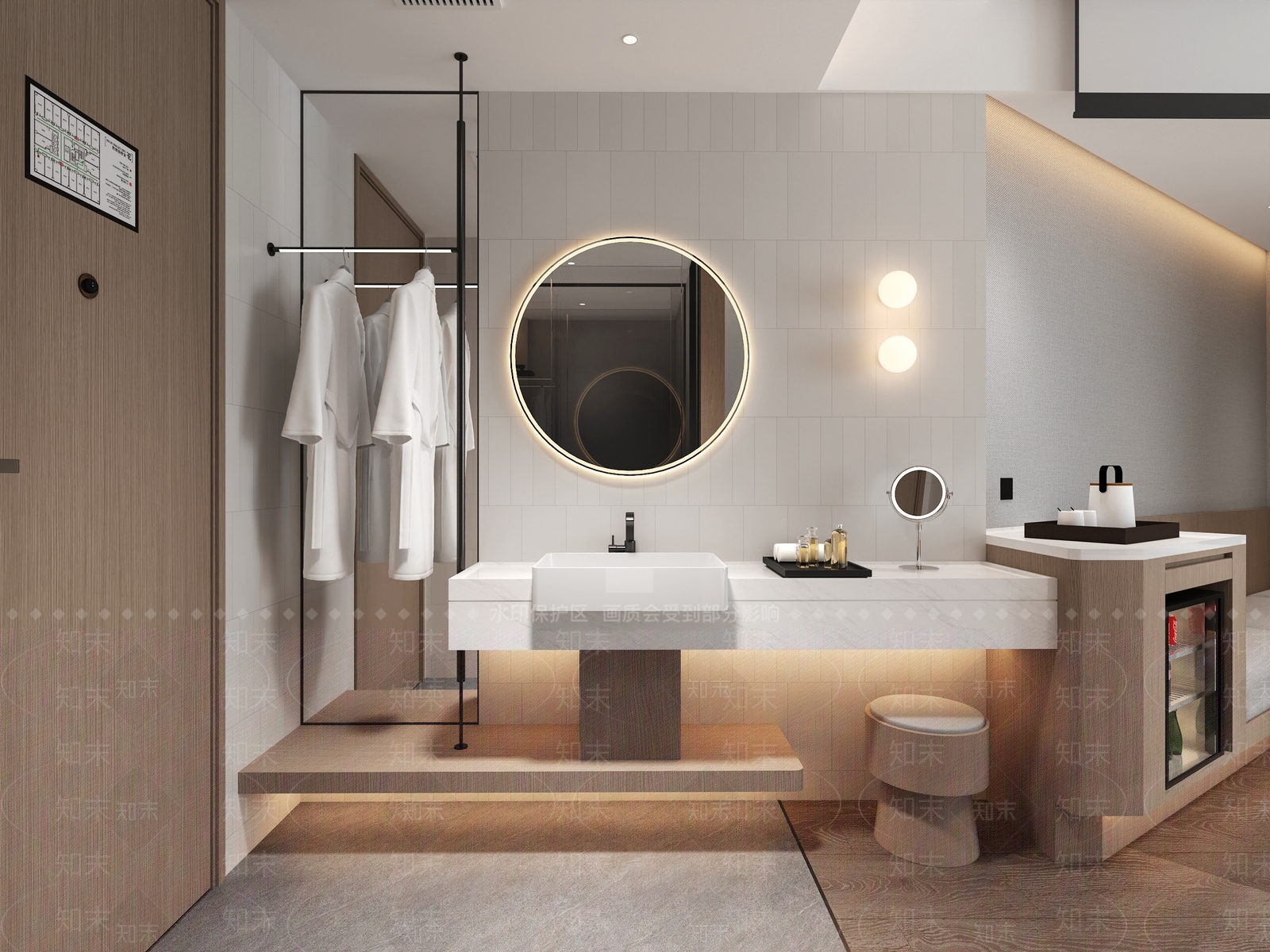现代简约酒店客房3D模型下载【ID:1228040376】