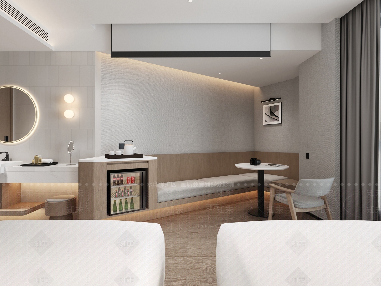 现代简约酒店客房3D模型下载【ID:1228040376】