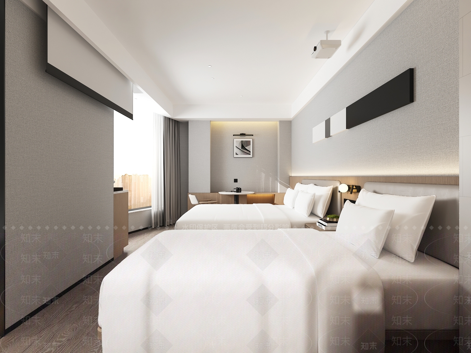 现代简约酒店客房3D模型下载【ID:1228048767】