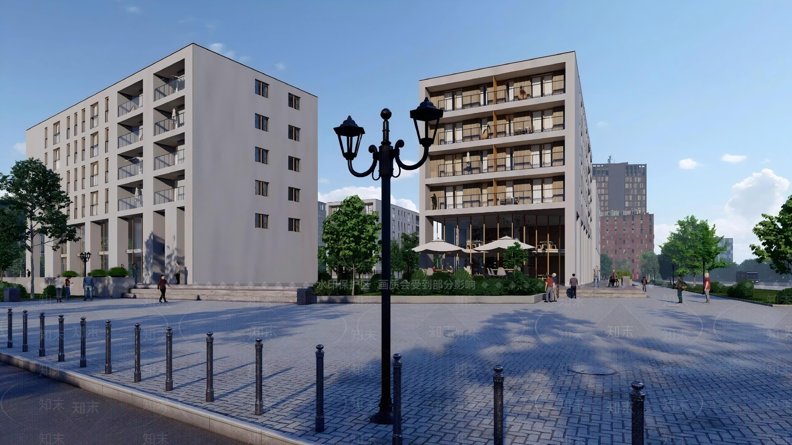 现代主义多层住宅楼3D模型下载【ID:1228041946】