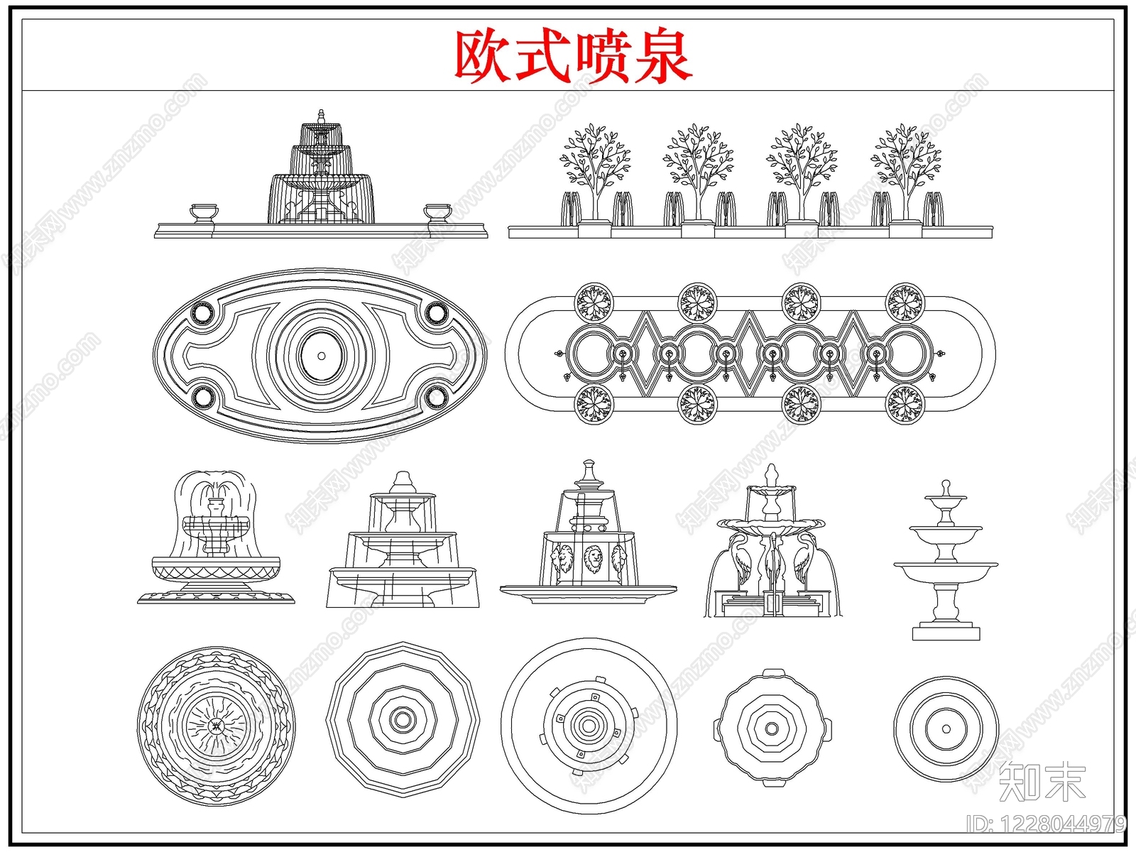欧式综合硬装构件图库CAD图纸