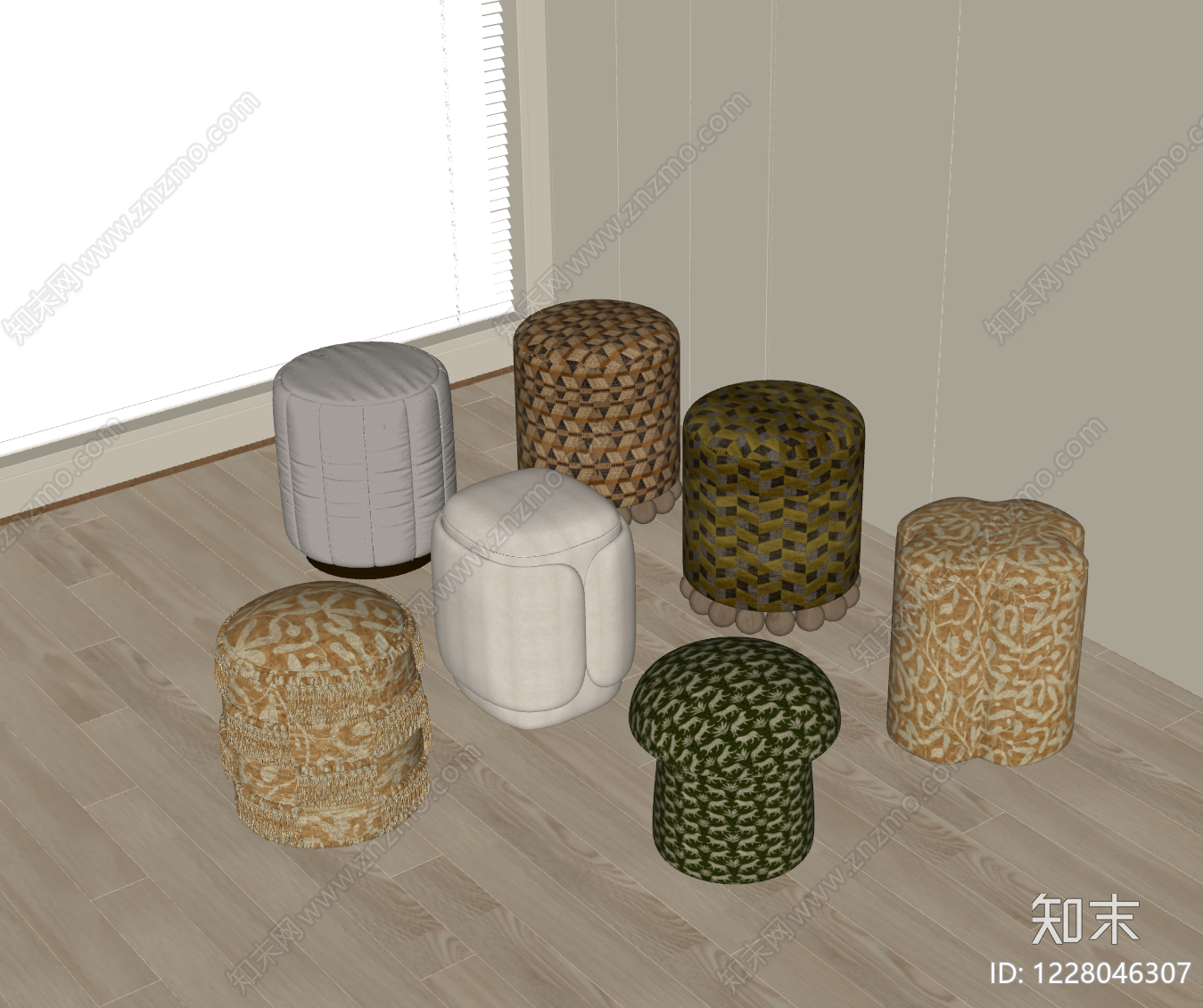 现代沙发凳SU模型下载【ID:1228046307】