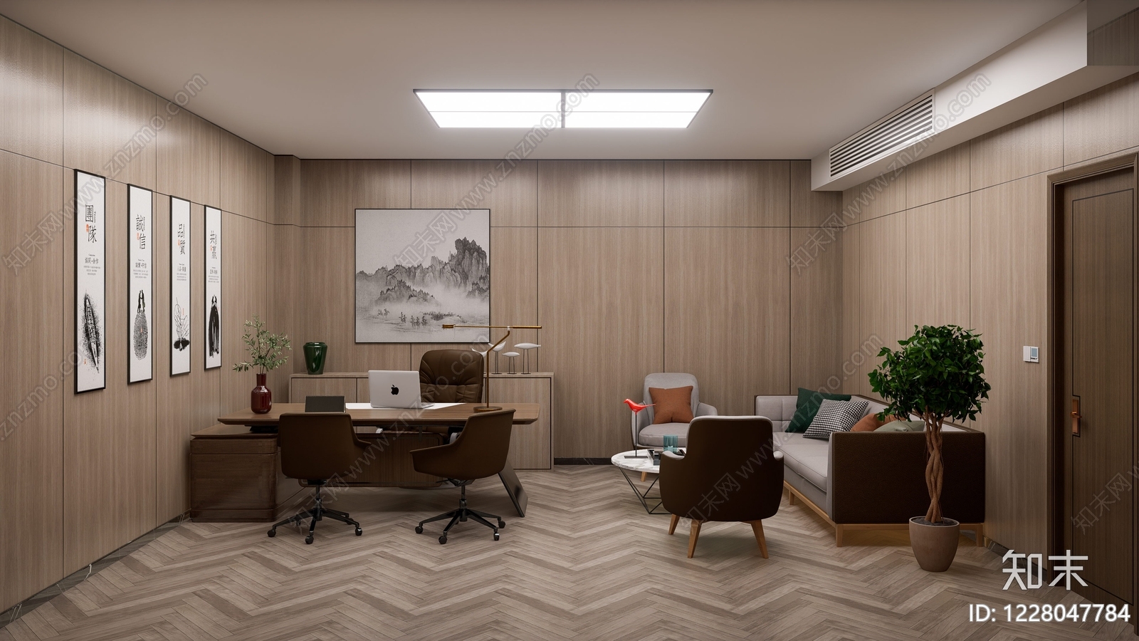 新中式经理办公室SU模型下载【ID:1228047784】
