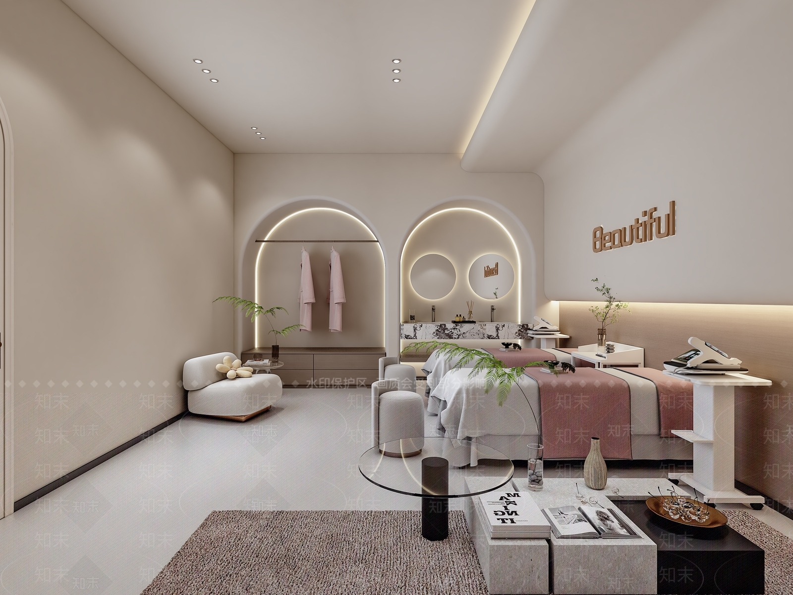 奶油风美容院3D模型下载【ID:1228049007】