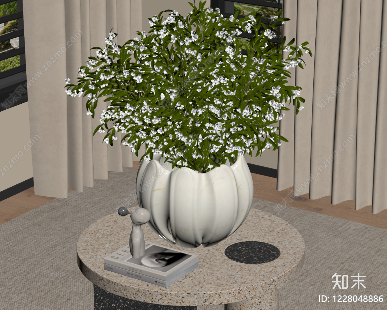 奶油风花艺SU模型下载【ID:1228048886】