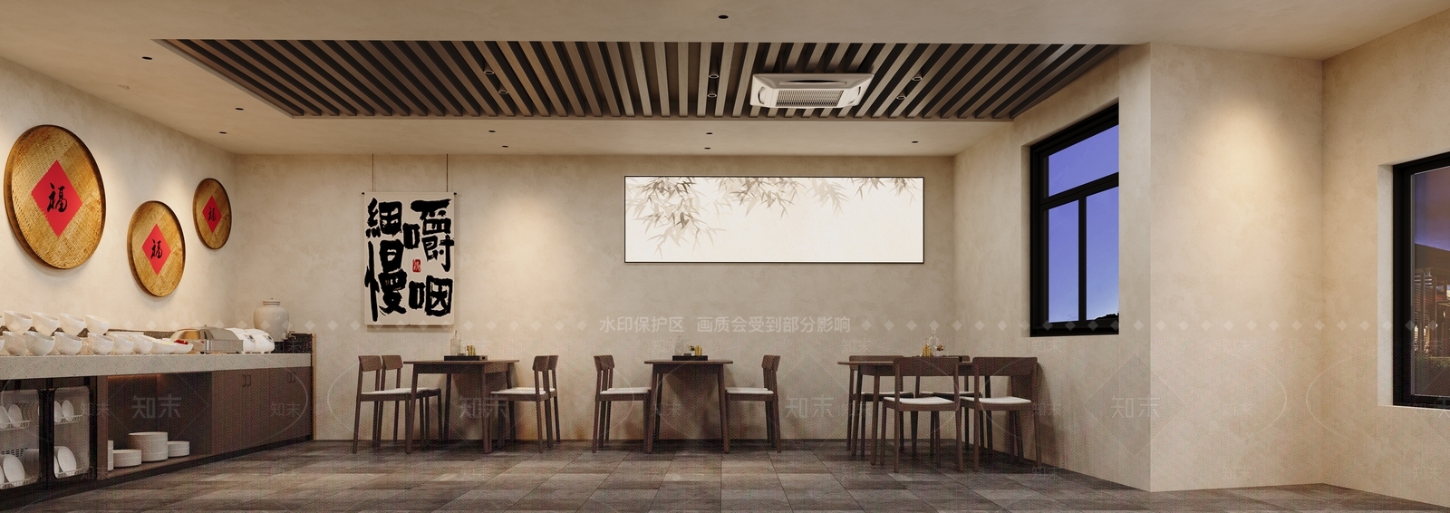 新中式中餐厅3D模型下载【ID:1228054307】