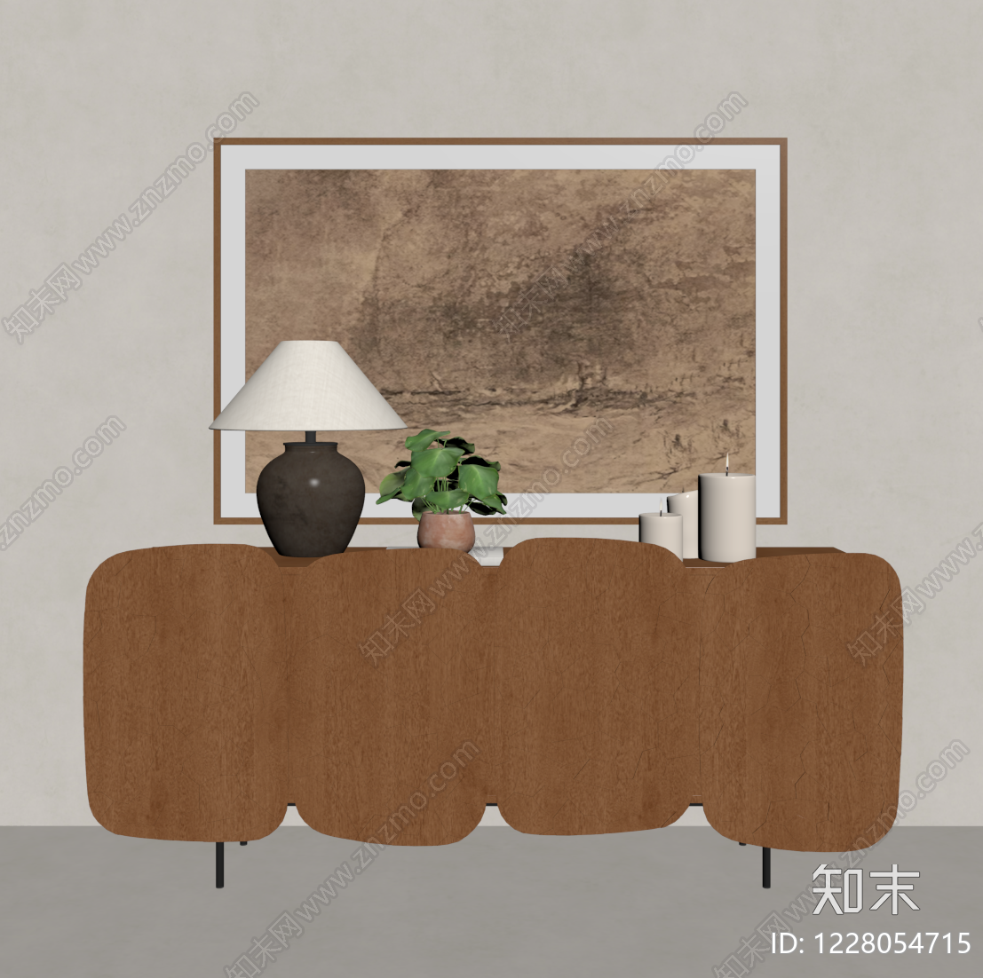 侘寂餐边柜SU模型下载【ID:1228054715】