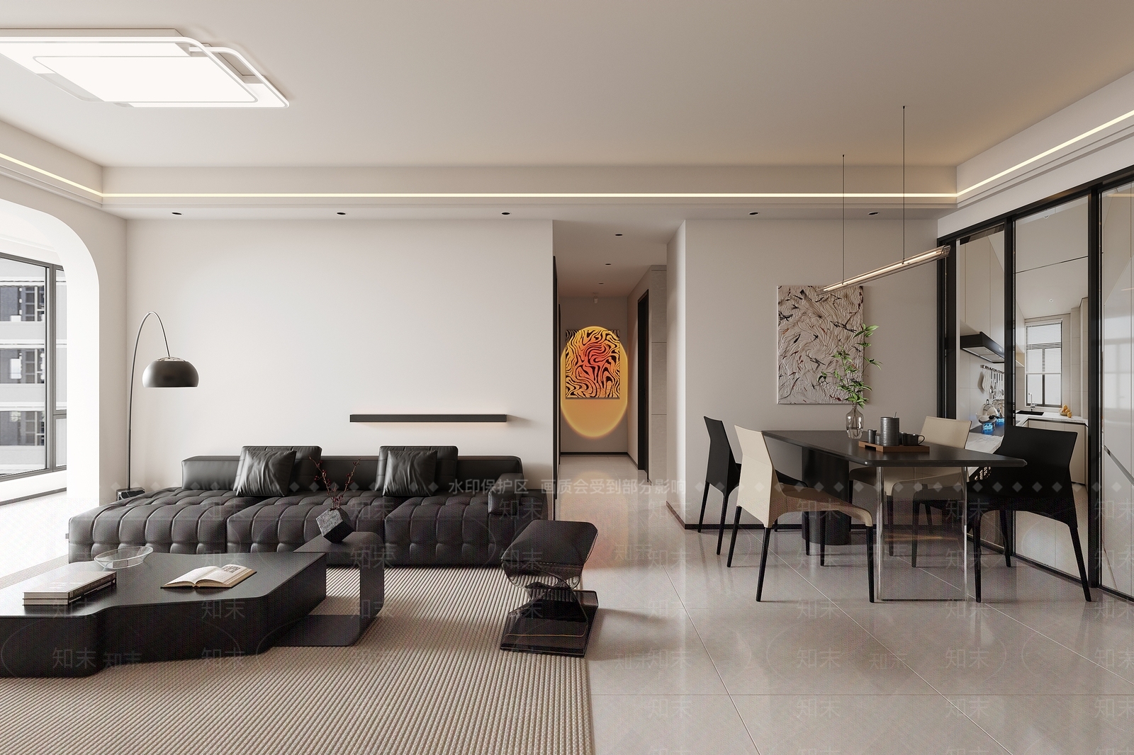 现代简约家居客厅3D模型下载【ID:1228056138】