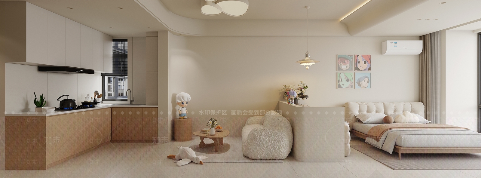 奶油风公寓3D模型下载【ID:1228056274】