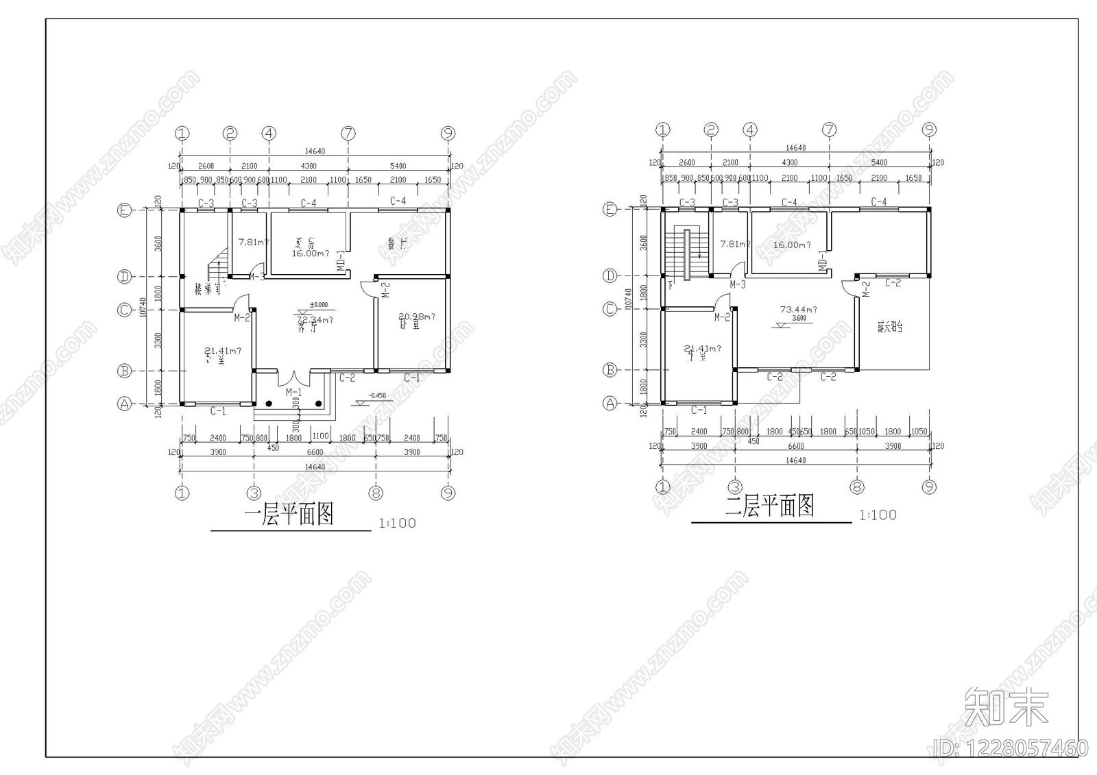 别墅建筑cad施工图下载【ID:1228057460】