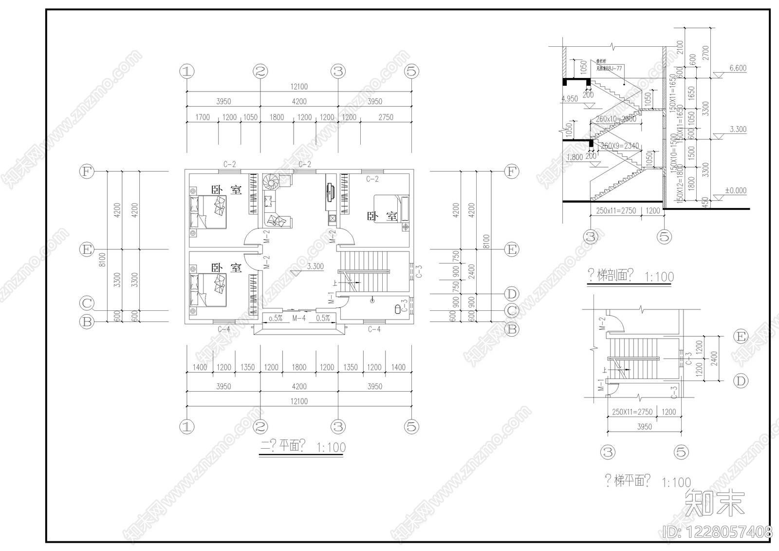 别墅建筑cad施工图下载【ID:1228057408】