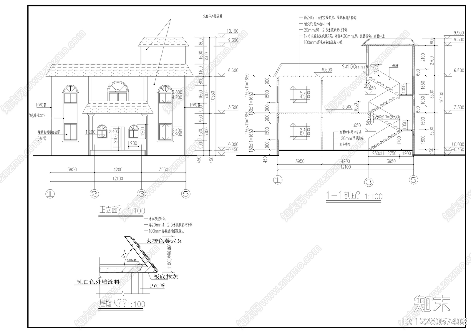 别墅建筑cad施工图下载【ID:1228057408】