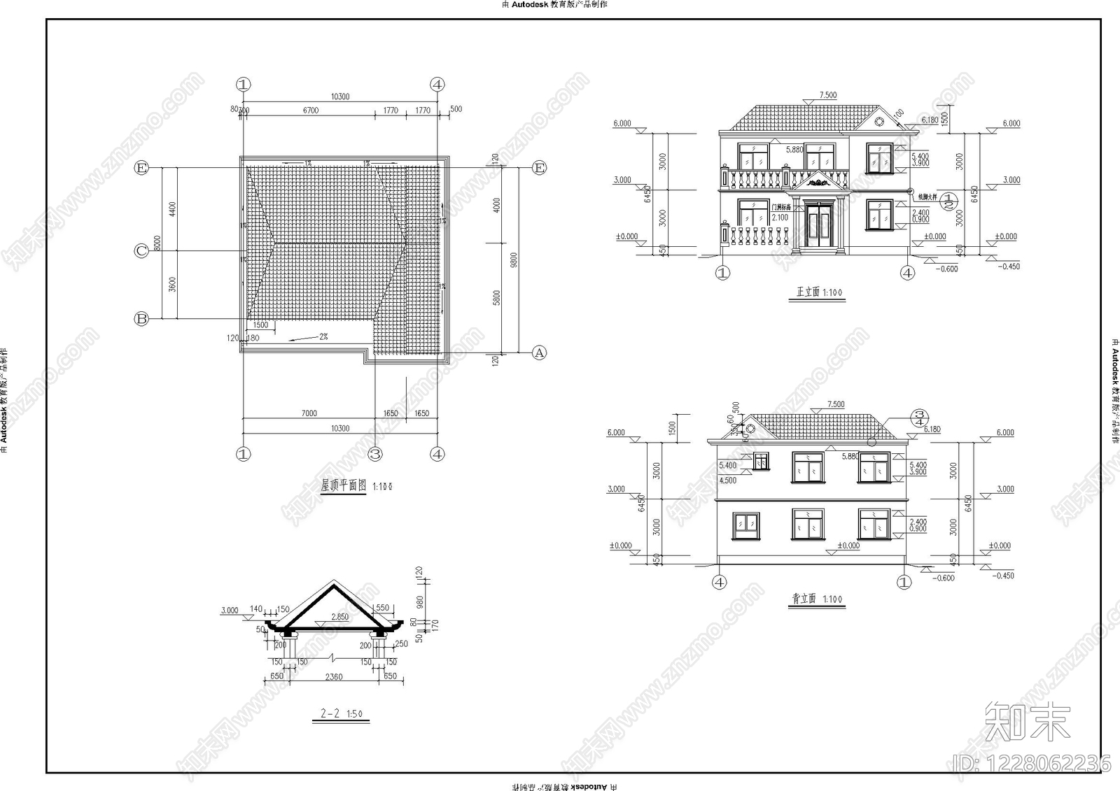 别墅建筑cad施工图下载【ID:1228062236】