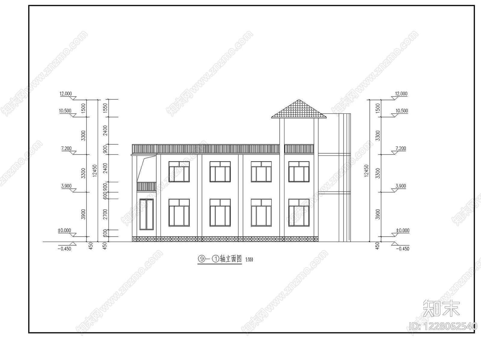 别墅建筑cad施工图下载【ID:1228062540】