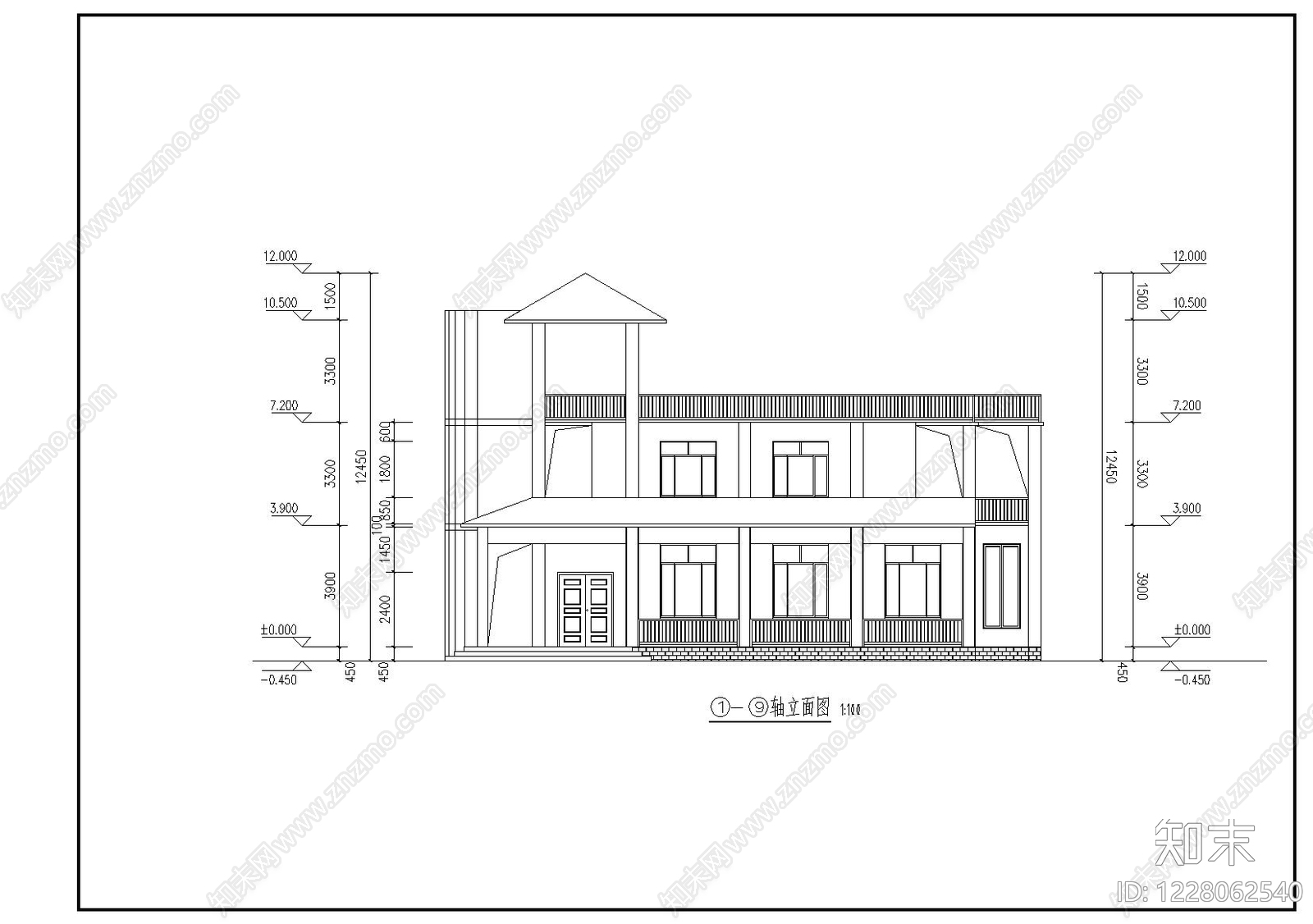 别墅建筑cad施工图下载【ID:1228062540】