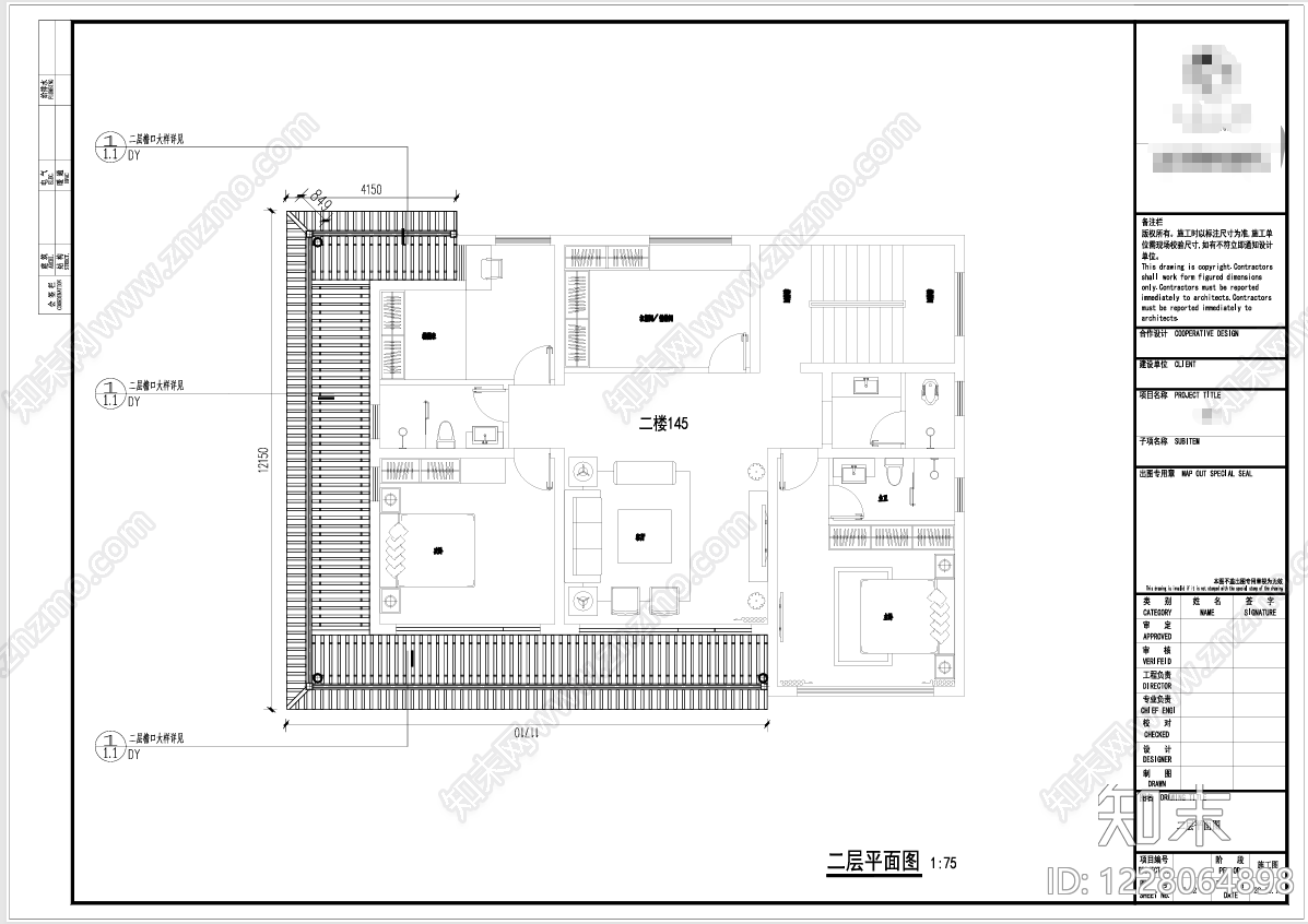 别墅建筑cad施工图下载【ID:1228064898】