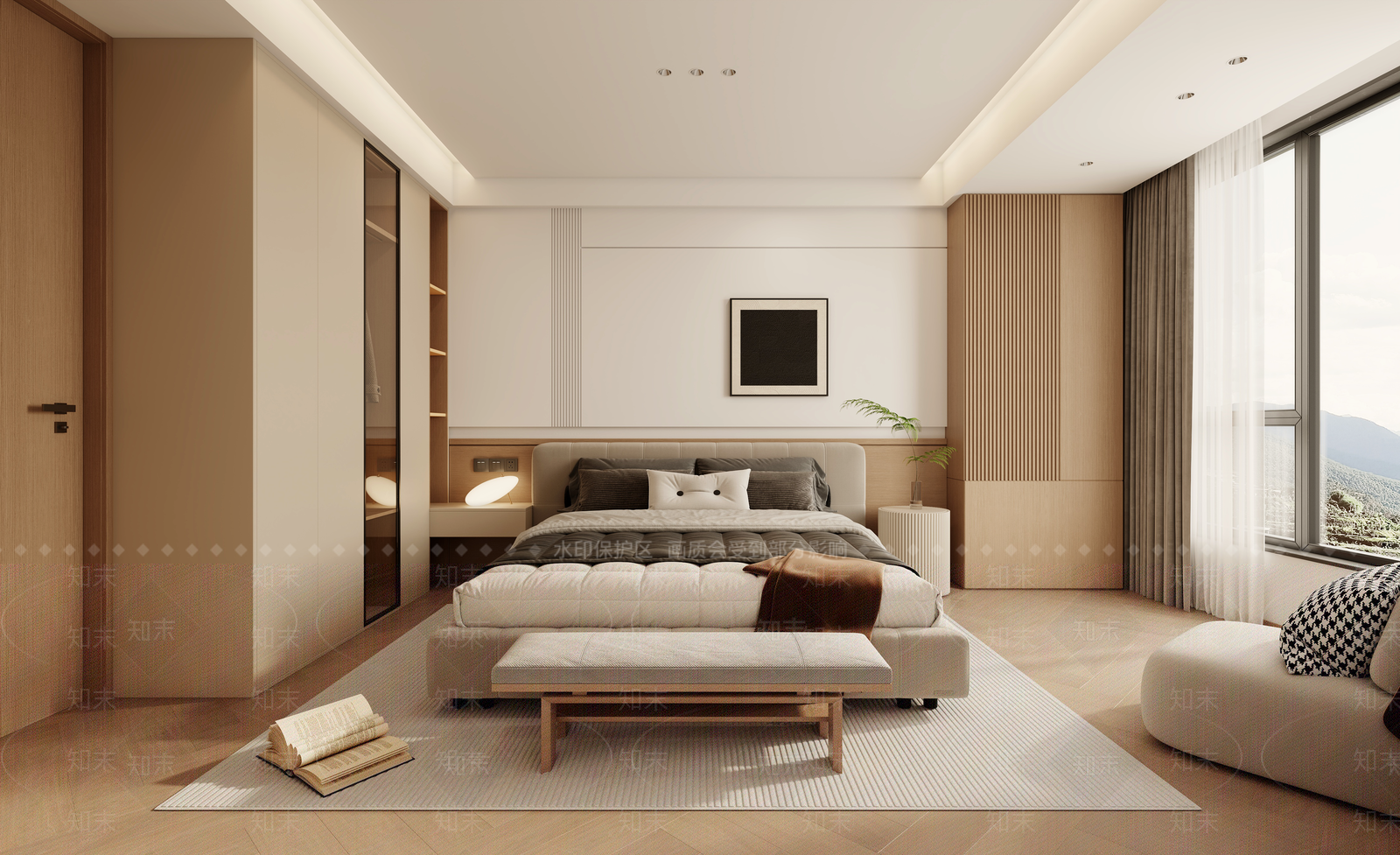 奶油风家居卧室3D模型下载【ID:1228067547】