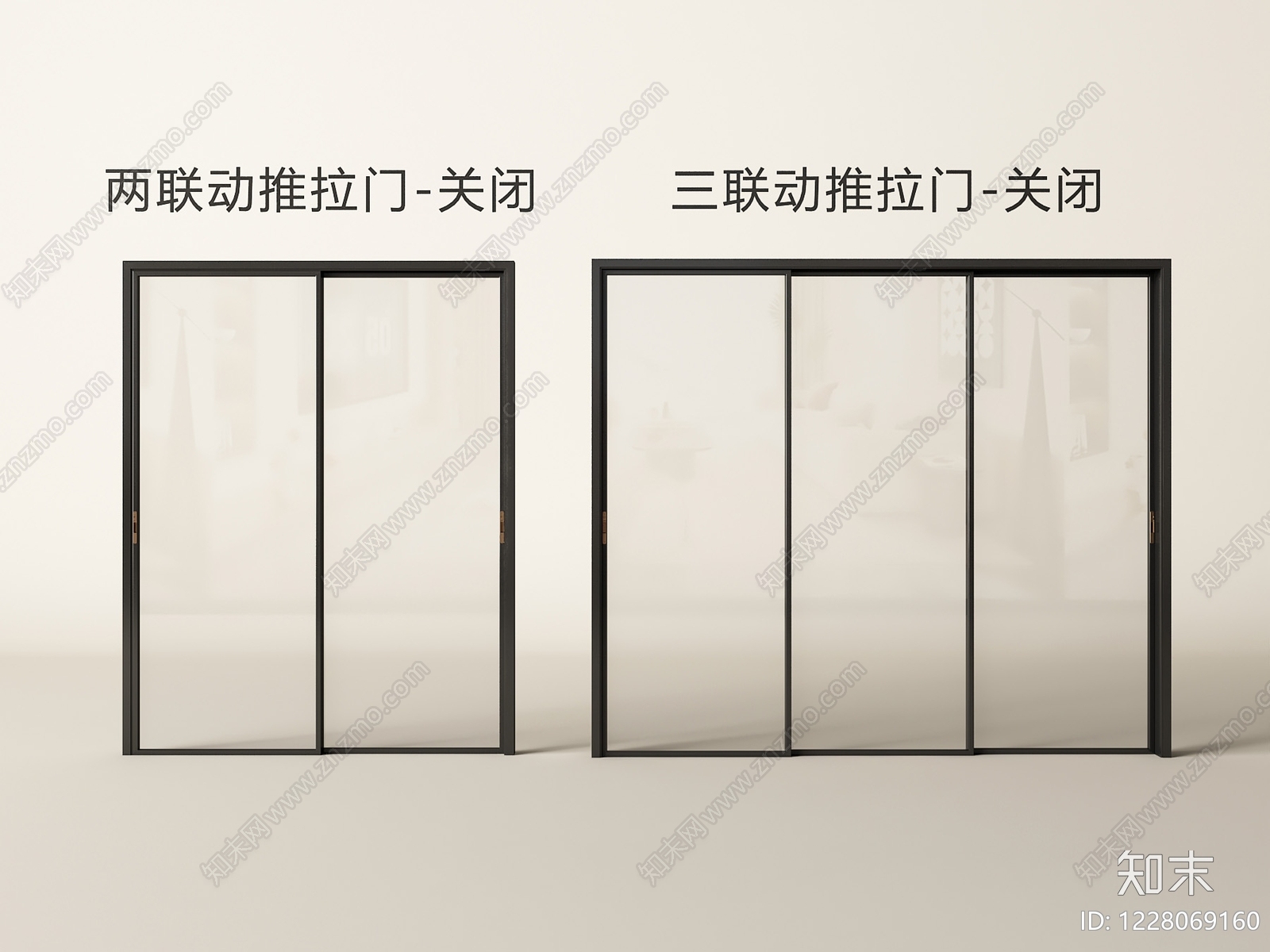 极简推拉门SU模型草图