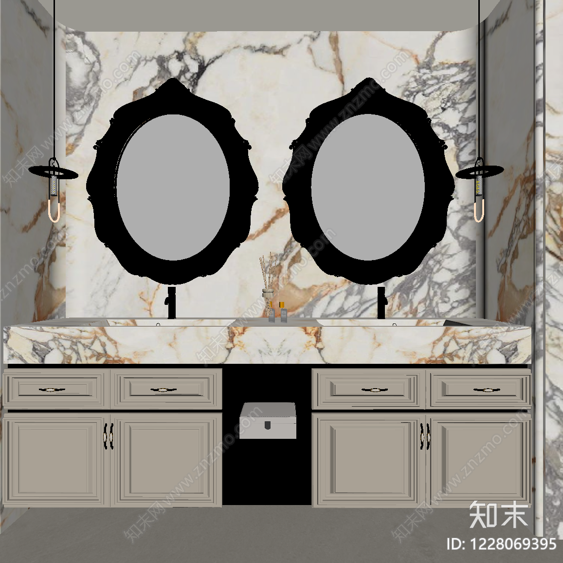 轻奢浴室柜SU模型下载【ID:1228069395】