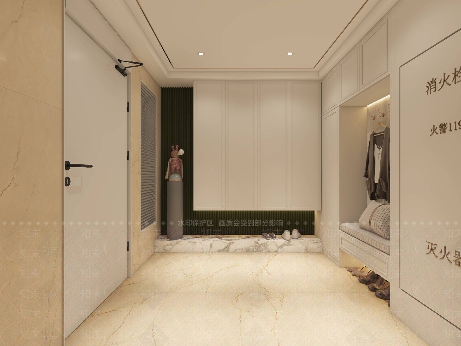 奶油风玄关3D模型下载【ID:1228070790】
