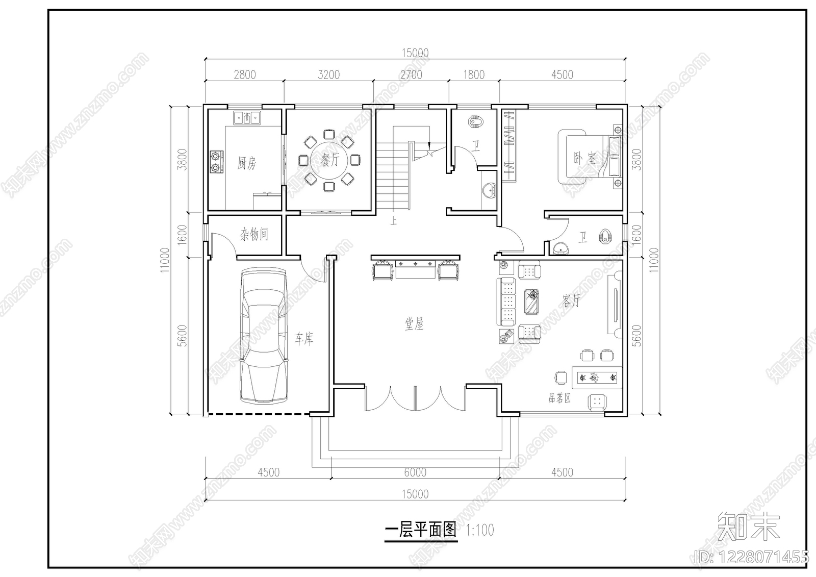 别墅建筑cad施工图下载【ID:1228071455】