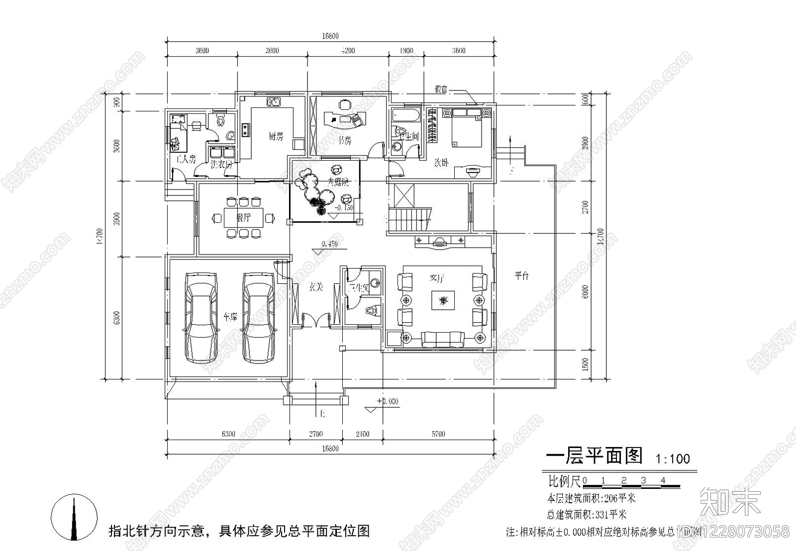 别墅建筑cad施工图下载【ID:1228073058】