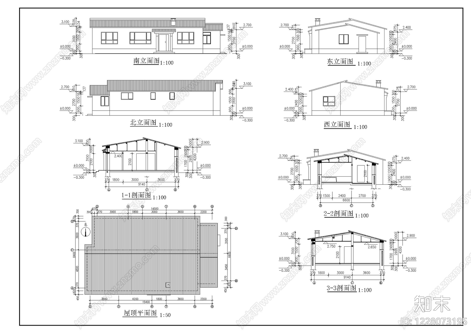 别墅建筑cad施工图下载【ID:1228073195】