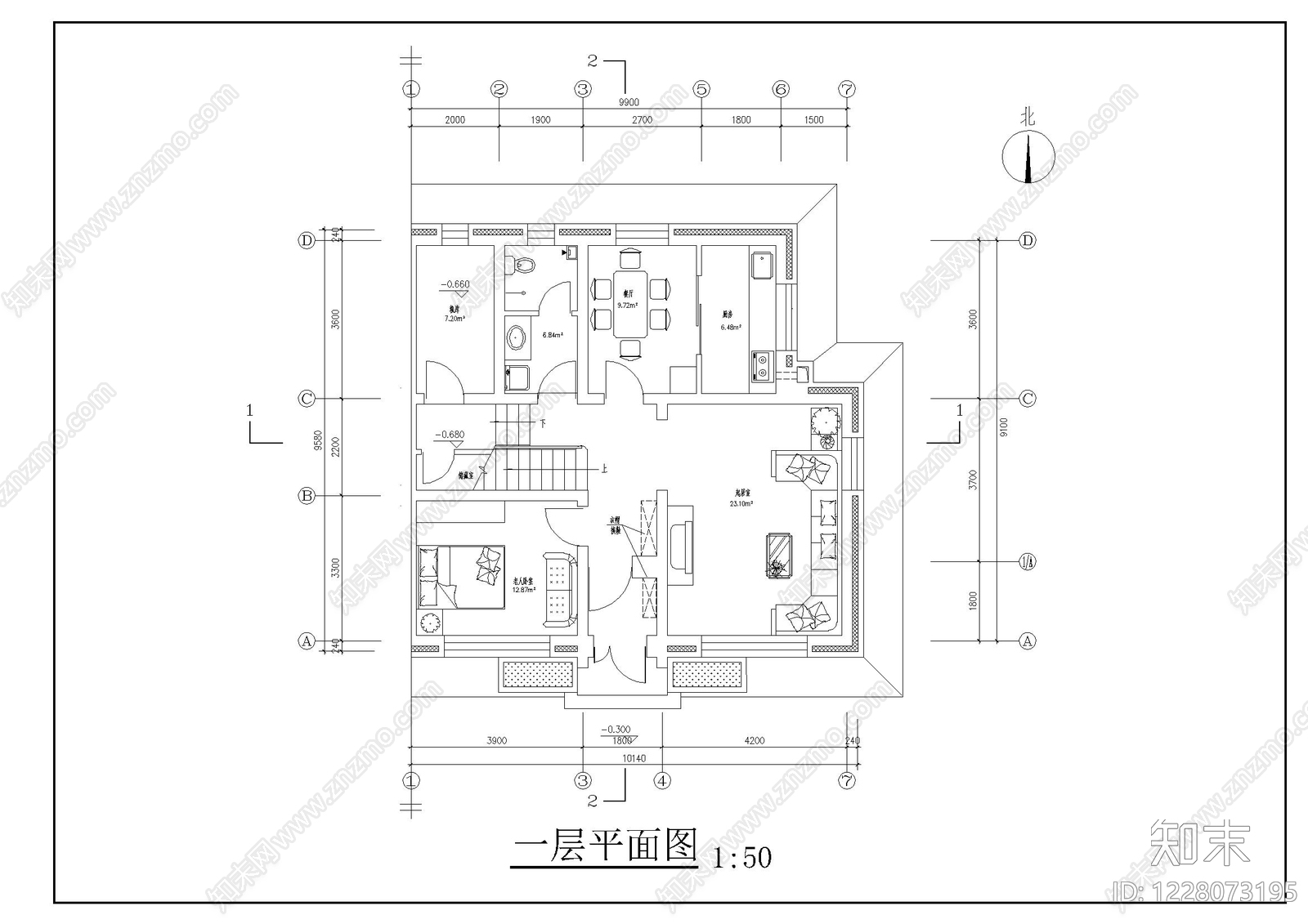 别墅建筑cad施工图下载【ID:1228073195】