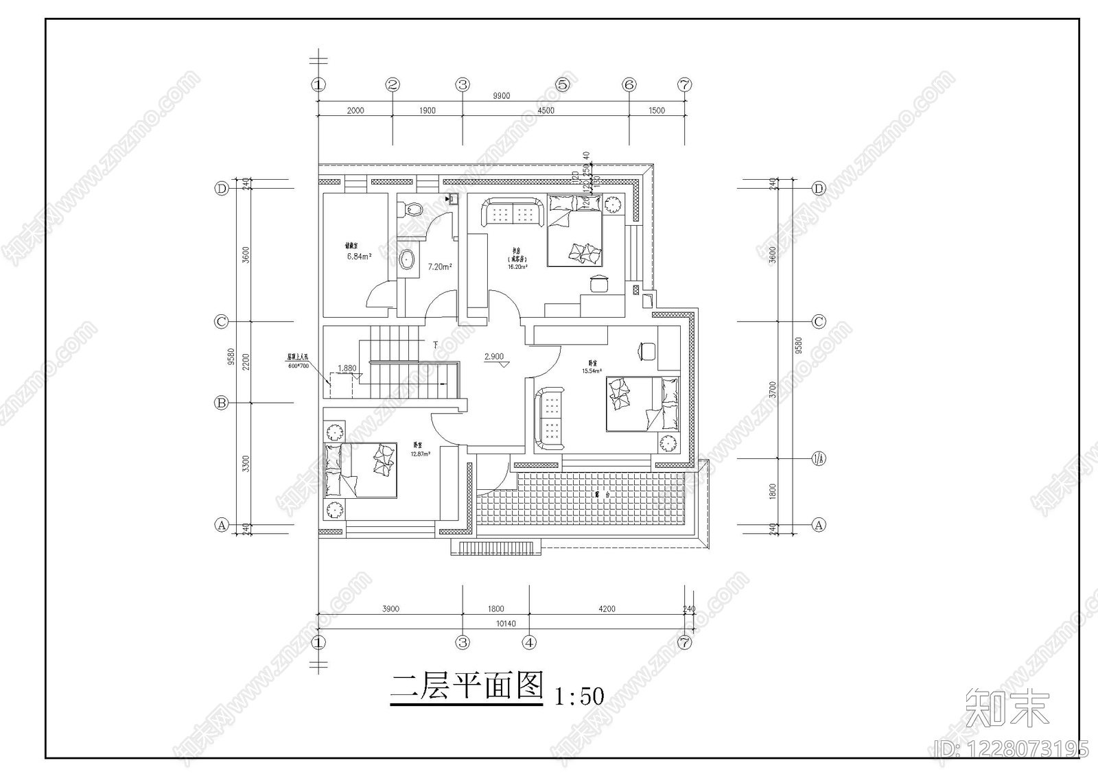 别墅建筑cad施工图下载【ID:1228073195】