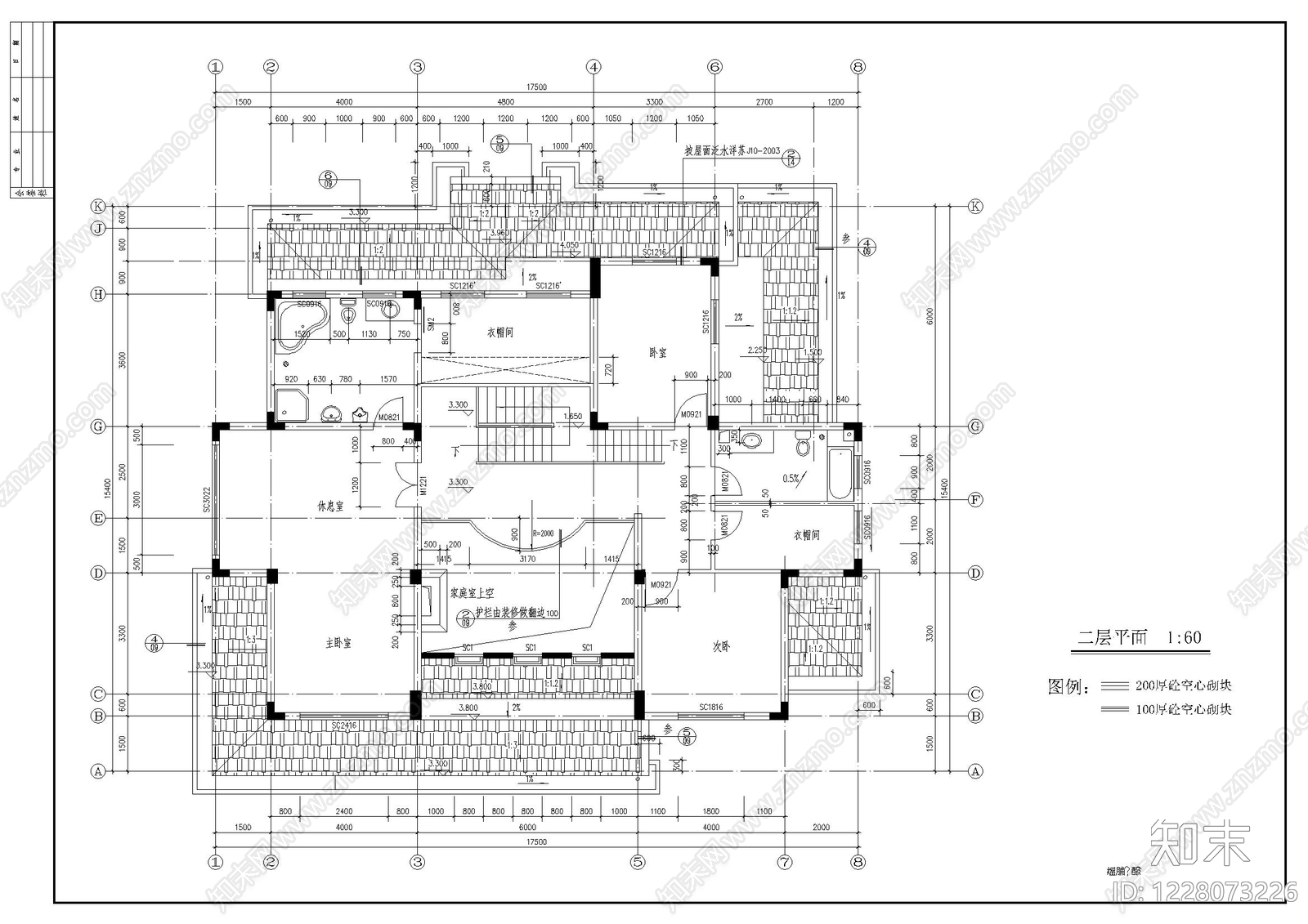 别墅建筑cad施工图下载【ID:1228073226】