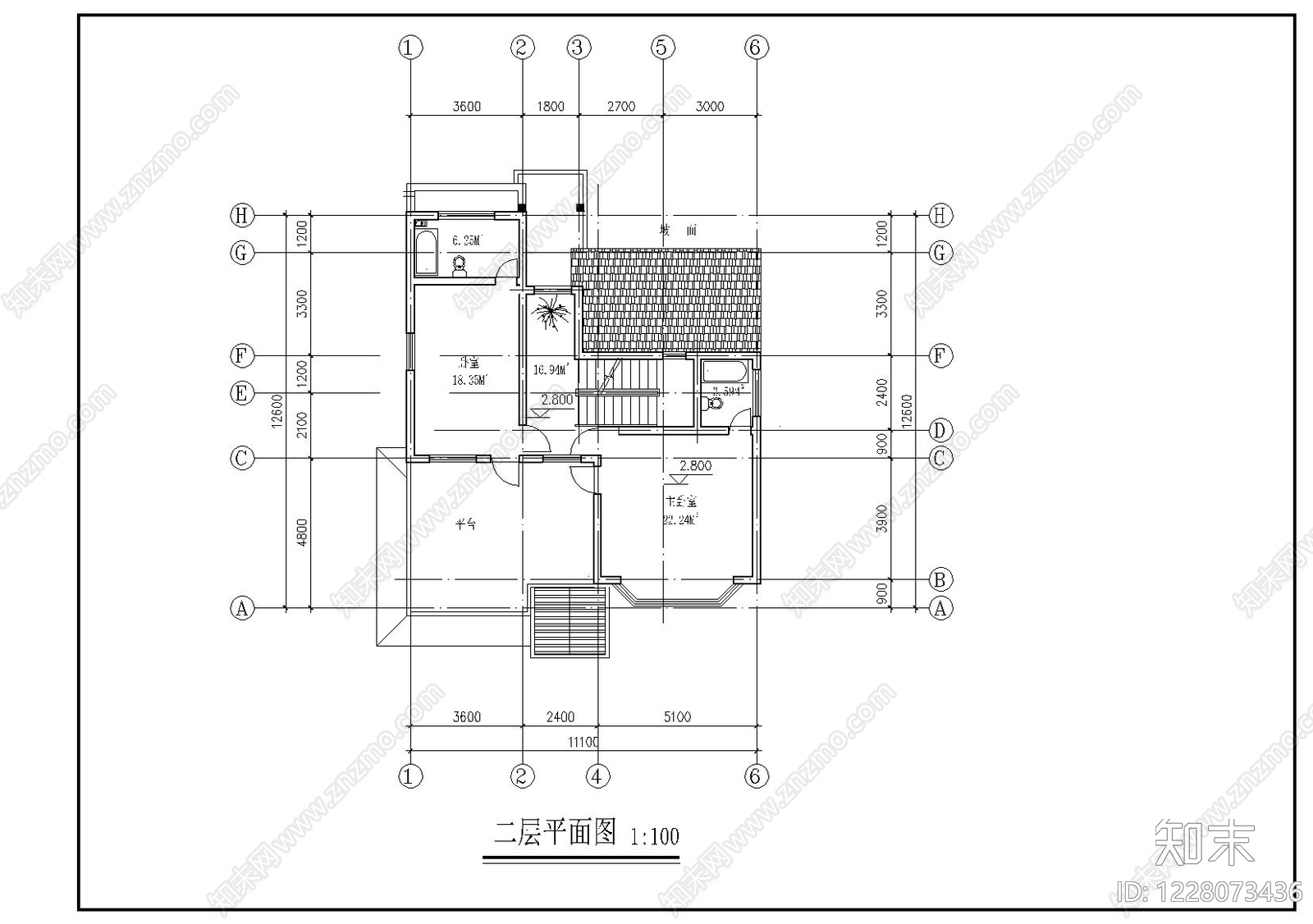 别墅建筑cad施工图下载【ID:1228073436】